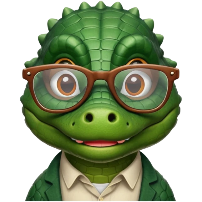 A clay academic alligator. The background is a solid white circle emoji