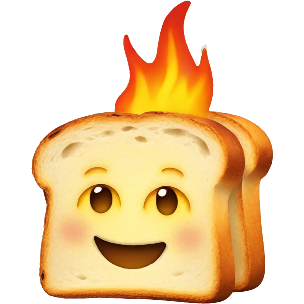 Smiling piece of toast that is on fire emoji