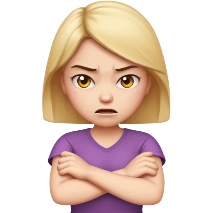 angry face girl emoji with arms crossed over each other in front emoji emoji
