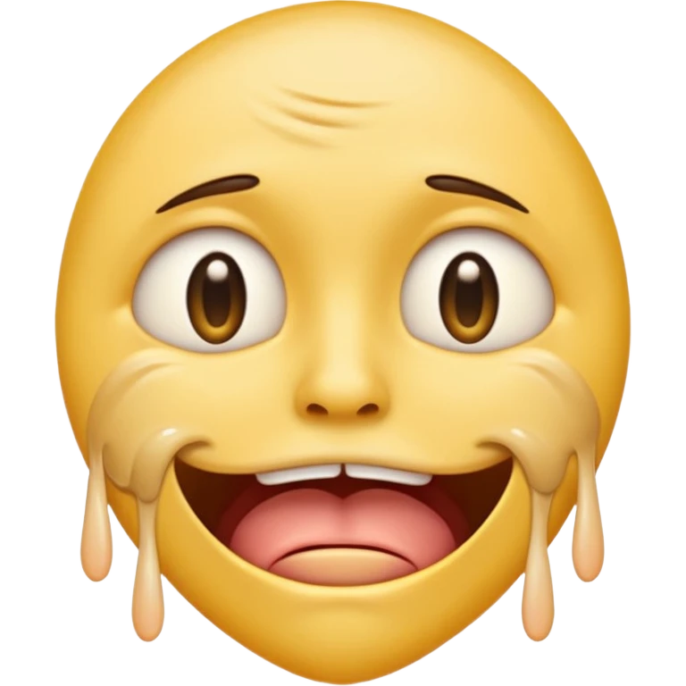 Normal emoji face but he is braindead. eyelids drooping, jaw hanging slightly open and drooling emoji