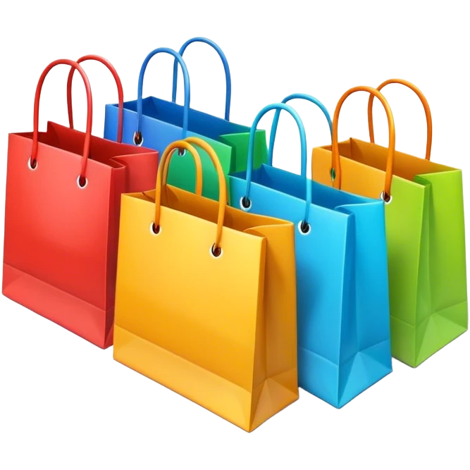 Different colored shopping bags emoji