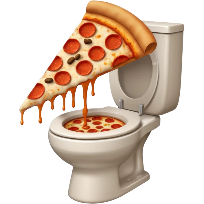 A pizza doing poop in toilet  emoji