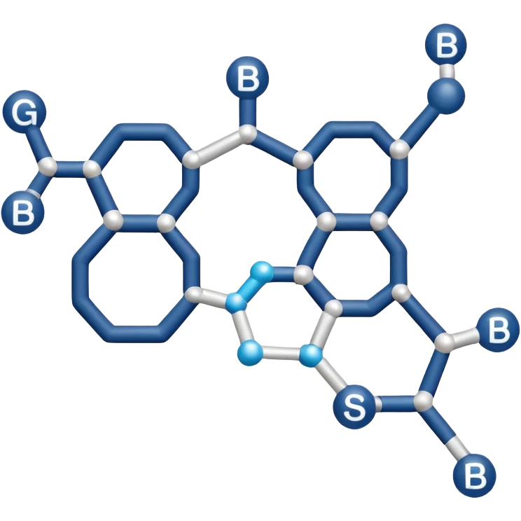 glucose chemical structure with bluetooth icon on the top right as a superscript. emoji