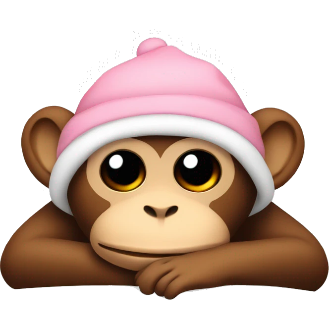 Monkey in sleep hat in bed emoji