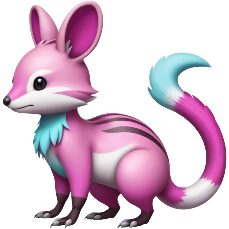 cyan-Magenta-gradients Minccino-Emolga-Numbat-Sergal-fusion-hybrid-animal-creature, full body emoji