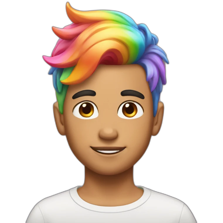 gay boy with rainbow hair on a unicorn emoji