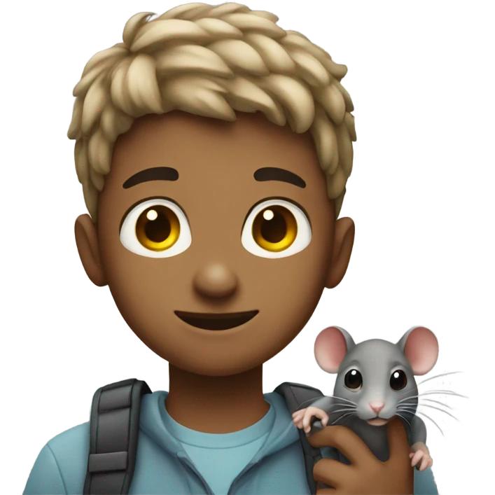 Boy with a rat emoji