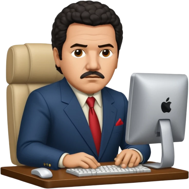 drug lord Pablo escobar using computer emoji