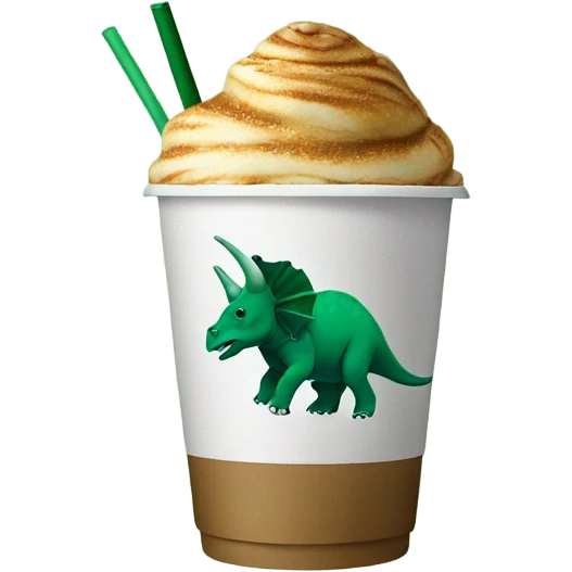 triceratops with Starbucks emoji