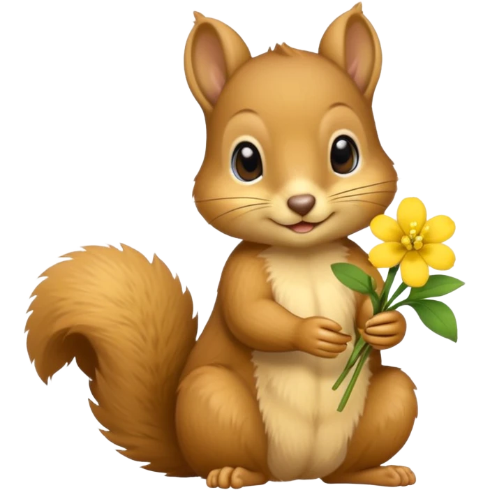 baby squirrel hold a flower emoji