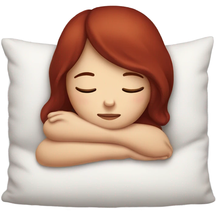 Dark red hair girl sleeping with pillow emoji
