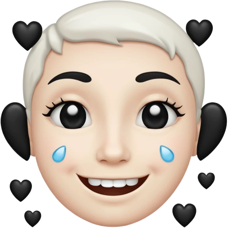 Smiley qui sourit avec des cœur noir et des larmes  emoji