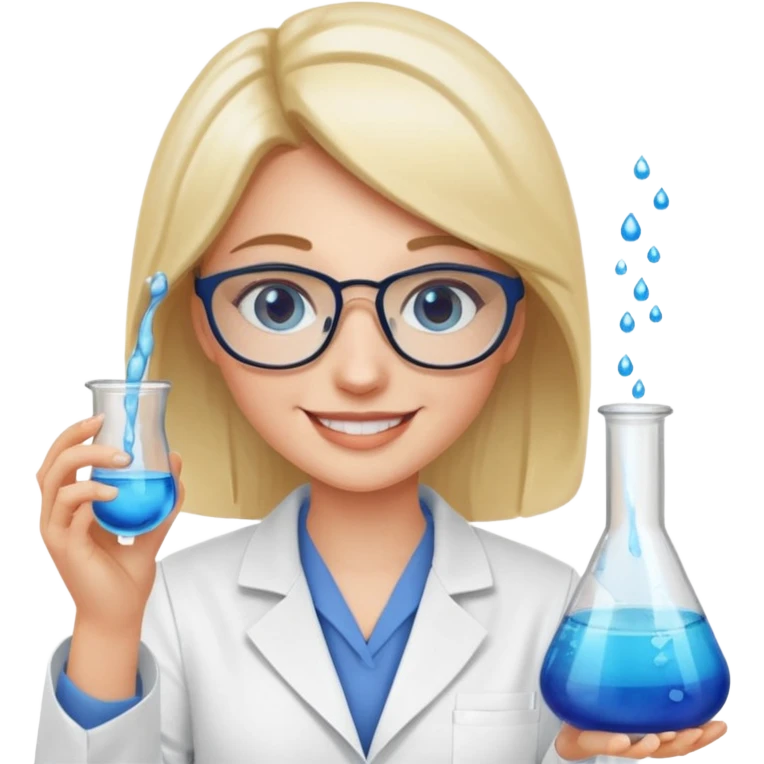 Crie emojis de uma mulher farmacêutica mexendo com becker emoji