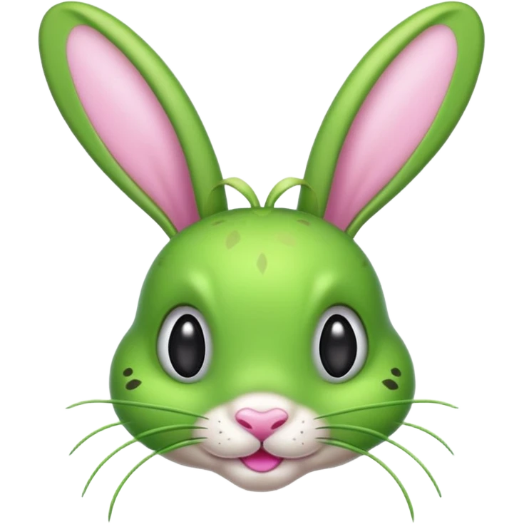 Green Grasshopper with pink bunny ear headband emoji