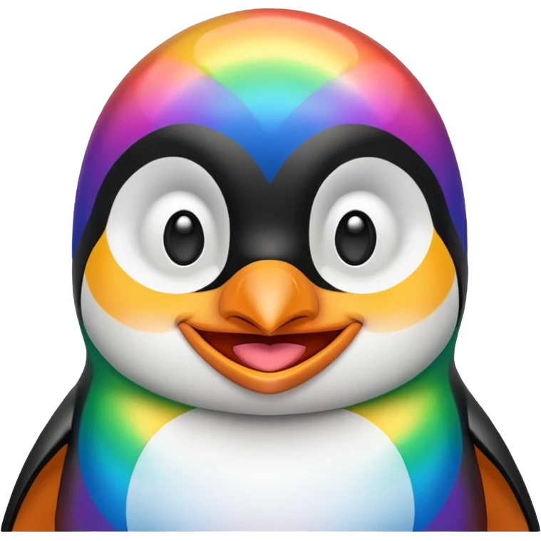 Rainbow penguin happy emoji