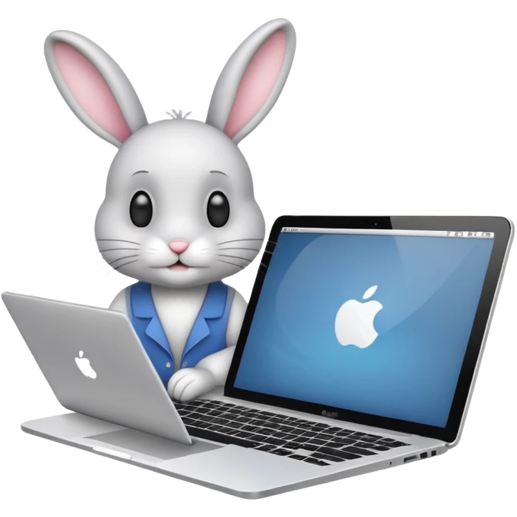 Bunny white laptop emoji