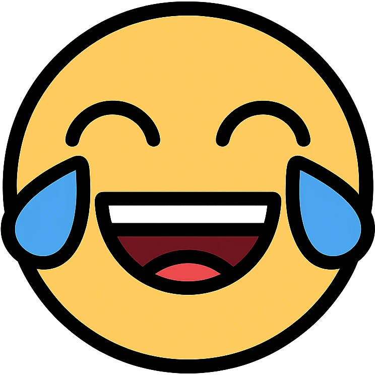 lineal color laughing face with black outlines emoji