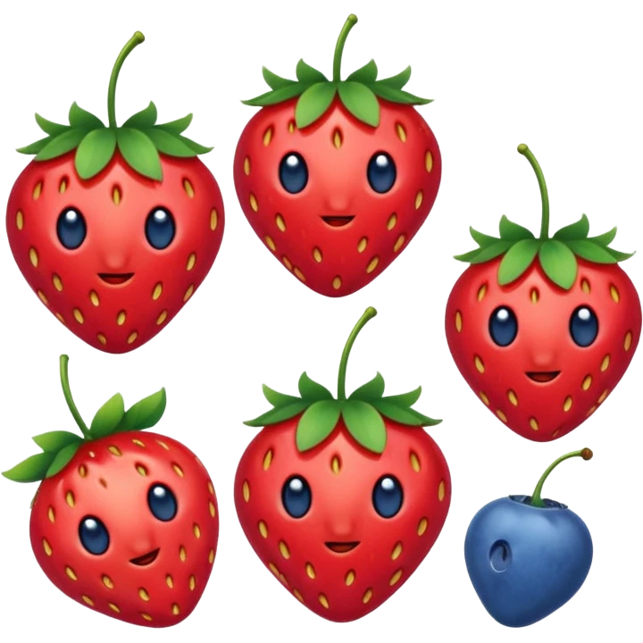 One strawberry, one blueberry, one cherry emoji