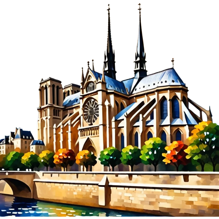 Oil painting of Notre Dame, Afremov style emoji