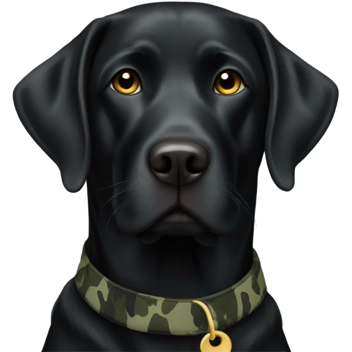 Black lab with camouflage collar  emoji
