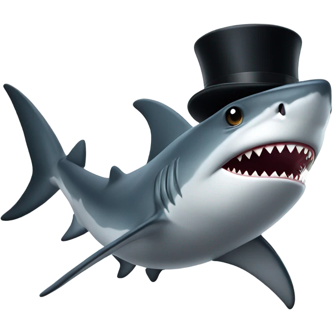 Shark with a top hat emoji