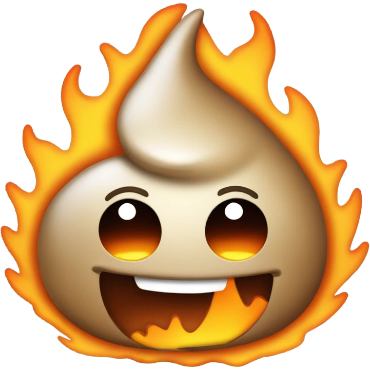 Poop emoji on fire emoji