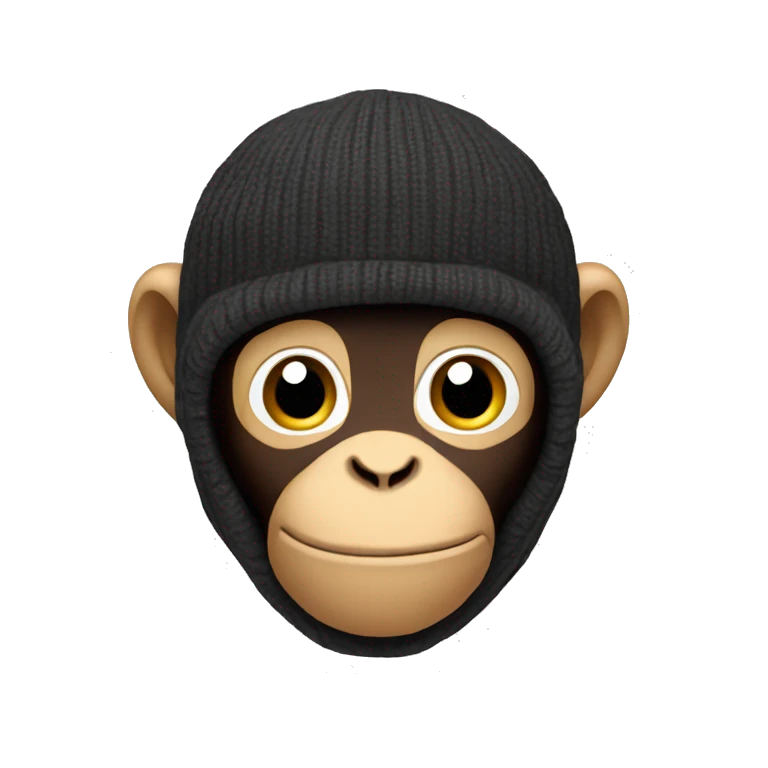 Monkey emoji with balaclava emoji