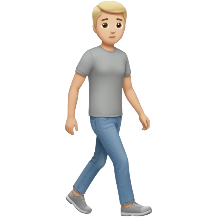 White male walking to the left full body in jeans and grey t-shirt emoji