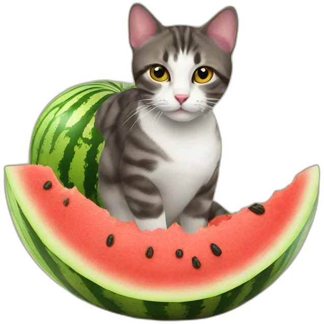 cat on a watermelon emoji