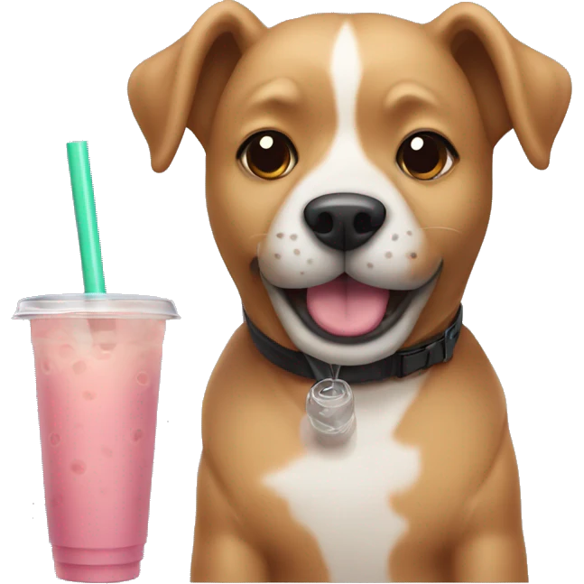 dog drinking bubble tea emoji
