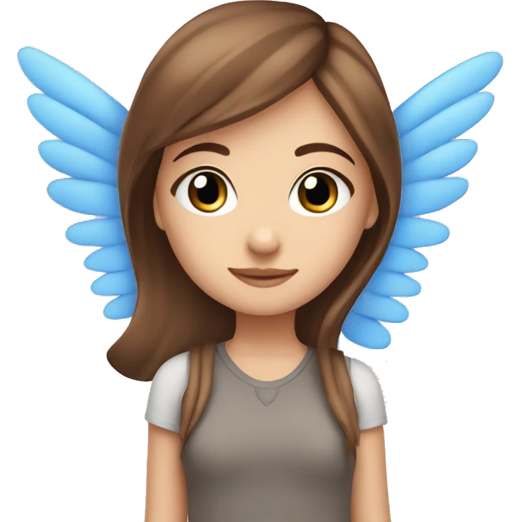 Blue eyes and brown hair girl with wings ￼ emoji