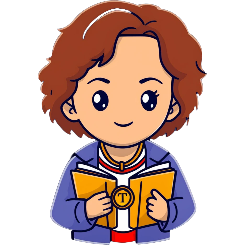 Hermione Granger with books and a time turner necklace emoji