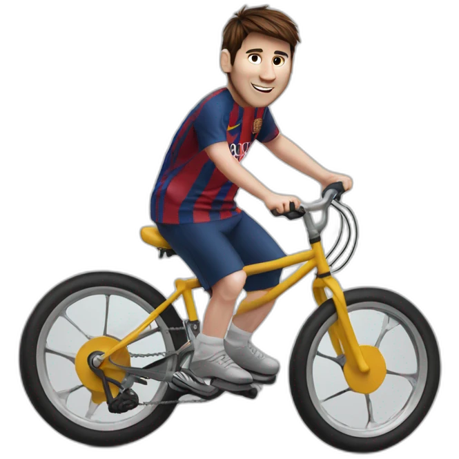 messi riding a kid's bike with Stabilisers emoji