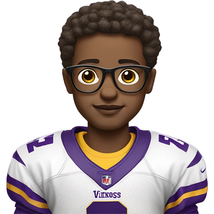 meme boy in glasses wearing a Minnesota Vikings jersey ￼ emoji