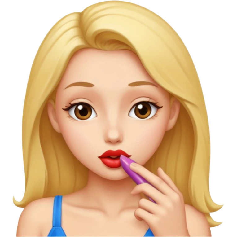 Sexy slim girl with naked big boobs kissing penis emoji