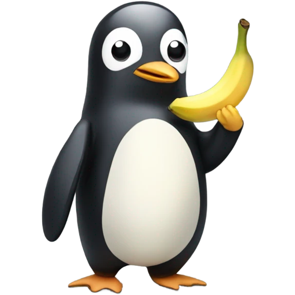 Penguin with jumper eating a banana emoji