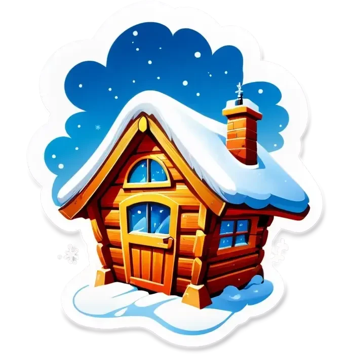 Blaue Holzhütte, im Winter emoji