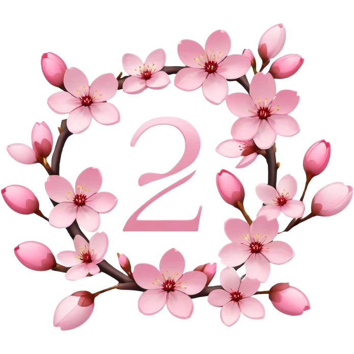 cherry blossom and the number ‘25’ emoji