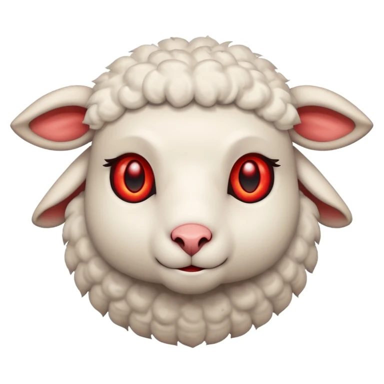 Evil lamb with glowing red eyes staring at you emoji