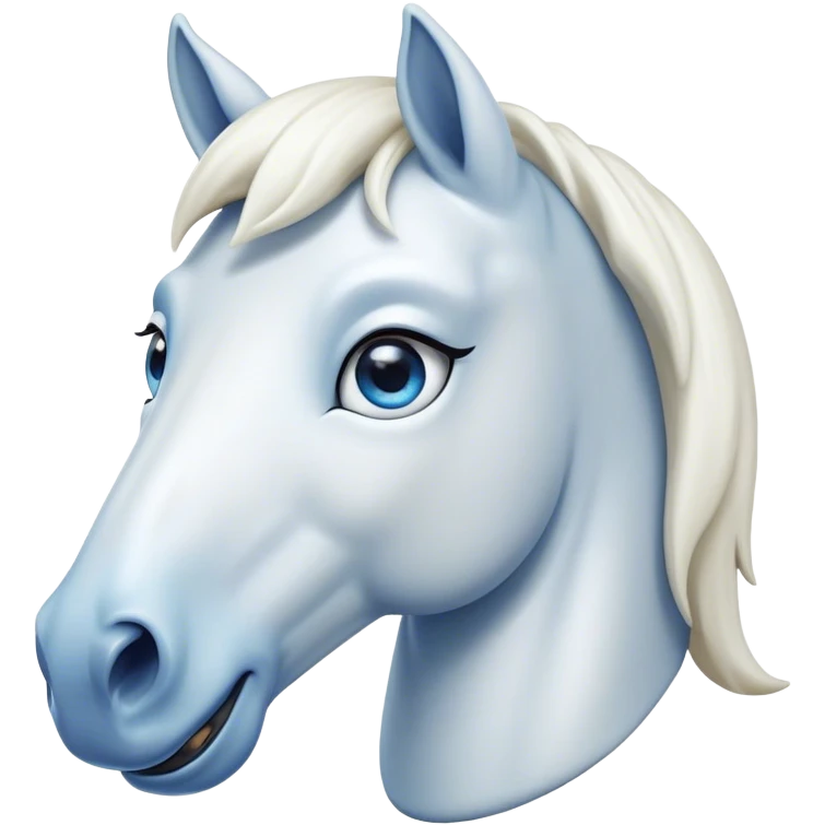 Cinematic Comical White Horse Portrait Emoji, Head tilted dramatically with an exaggeratedly amused expression, featuring a striking white fur with a glossy finish and wide, expressive blue eyes filled with playful disbelief, Simplified yet hilariously expressive features, highly detailed, glowing with a slightly sassy glow, high shine, dramatic yet playful, stylized with an air of cheeky mischief, bright and endearing, soft glowing outline, capturing the essence of a spirited and over-the-top horse, so meme-worthy it feels like it could side-eye its way into internet fame instantly! emoji