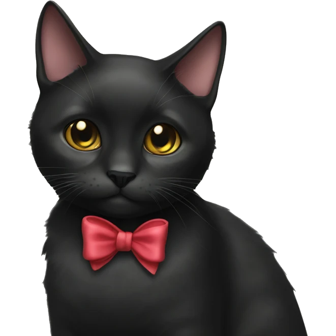 Black cat with a bow  emoji