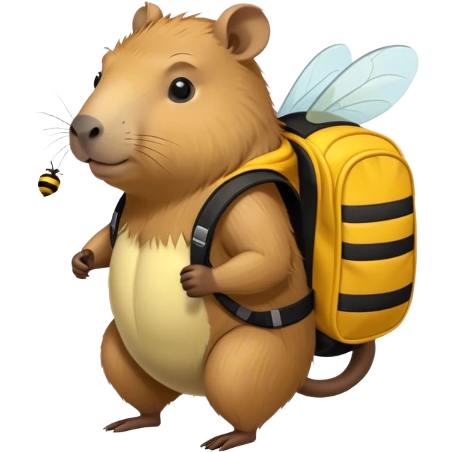 capybara wearing small bumble bee backpack  emoji