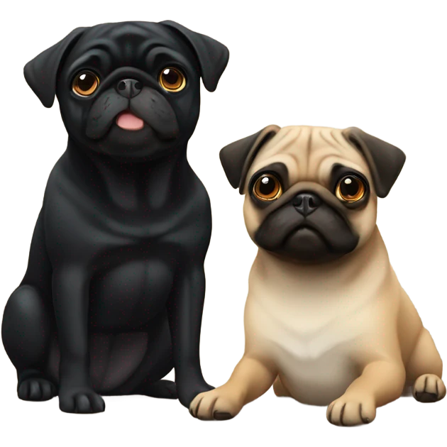 Black pug and fawn pug emoji
