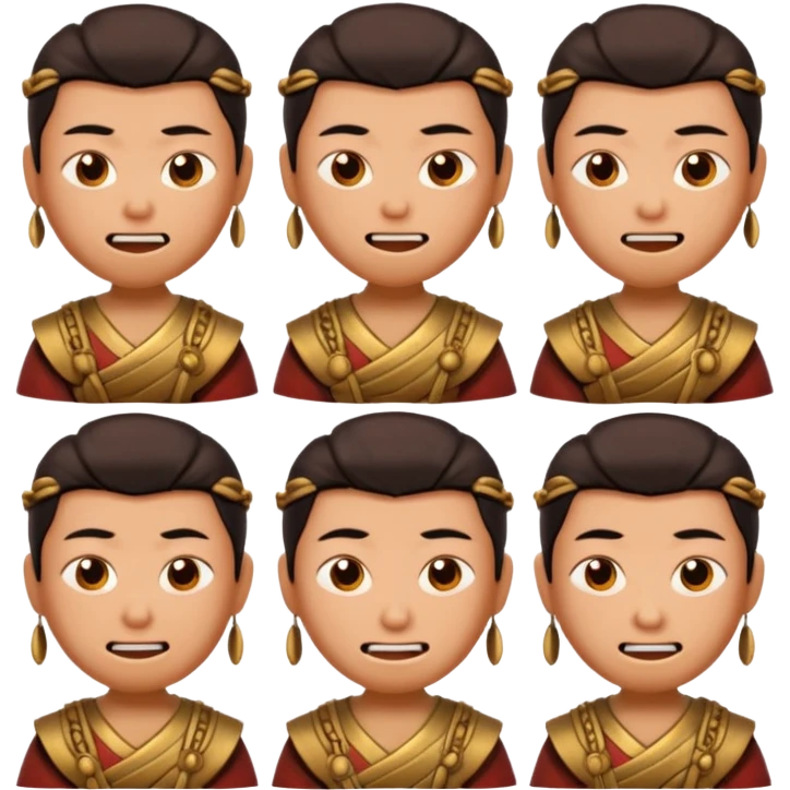 create an emoji set of a cartoonish character from china from 2000 BC doing different emotions emoji