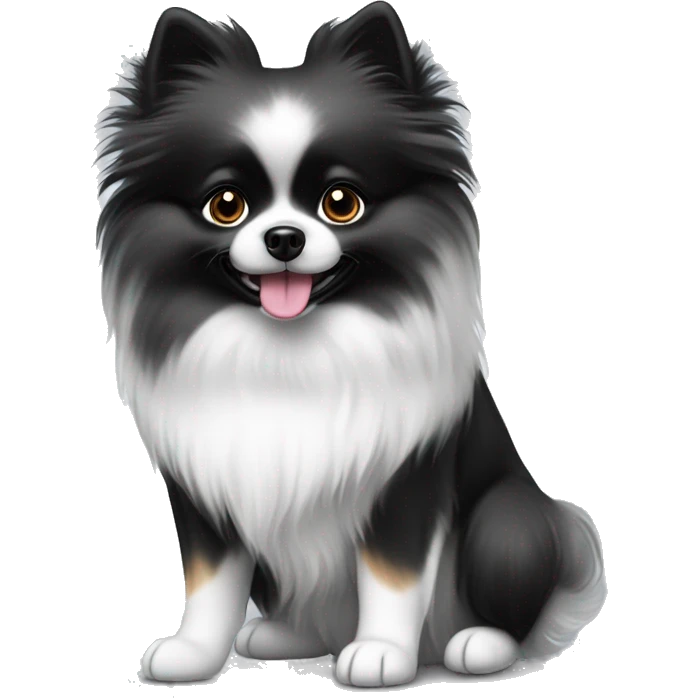 Black and white Merle Pomeranian girl dog emoji