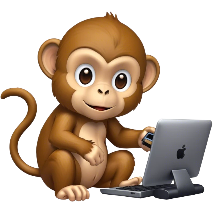 monkey playing pc games with v emoji