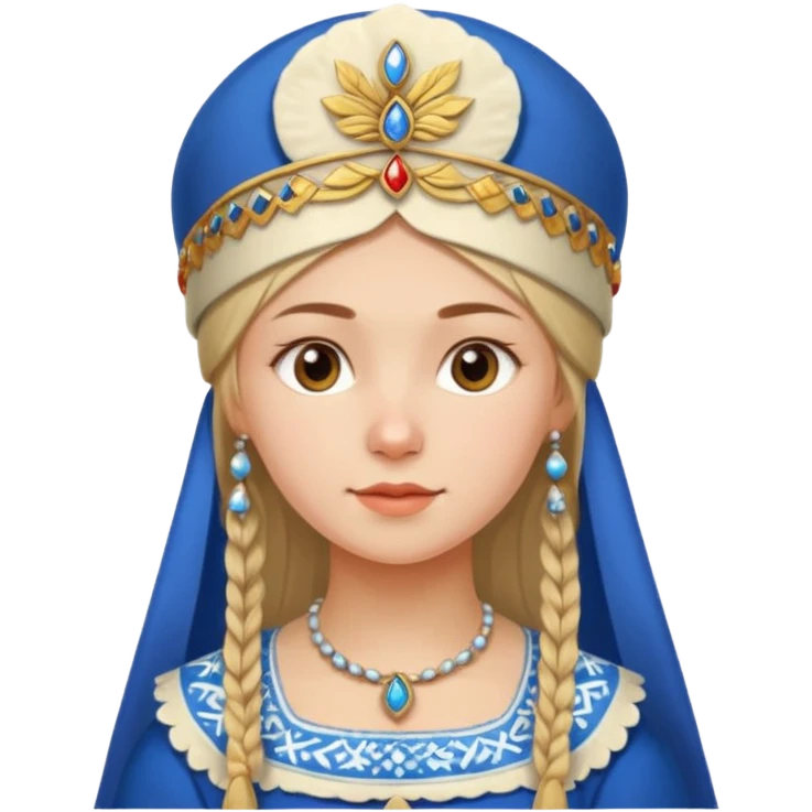Russian Slavic girl in traditional dress with kokoshnik on her head emoji