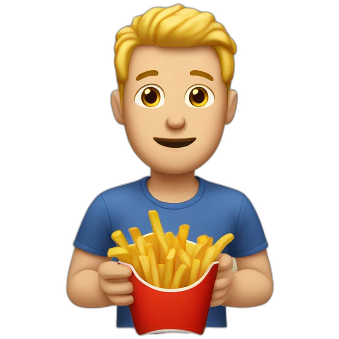 Man eating french fries emoji