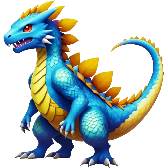 Colorful Vibrant Unique Pokémon-Digimon-Monster-Beast-Fakémon-hybrid-creature (full body) emoji