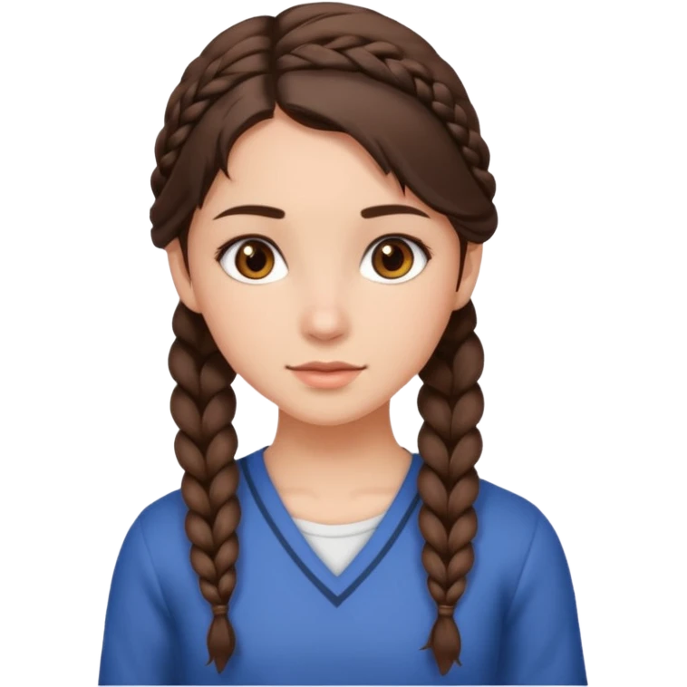 Make me a brunette girl, with brown (dark) eyes and a side braid emoji